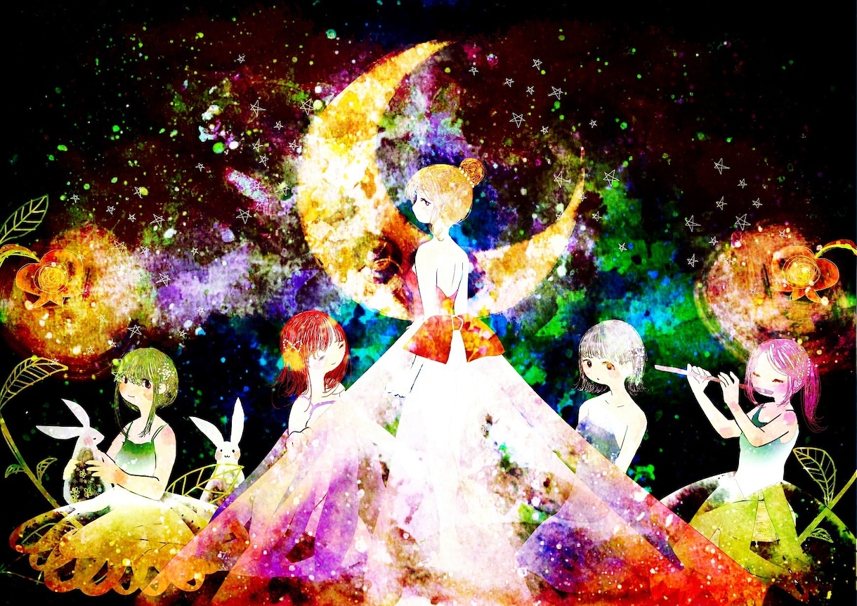 幻想的なイラスト作成します 黒い夜空にキラキラ色彩。思わず見惚れる絵を描きます。 イメージ2