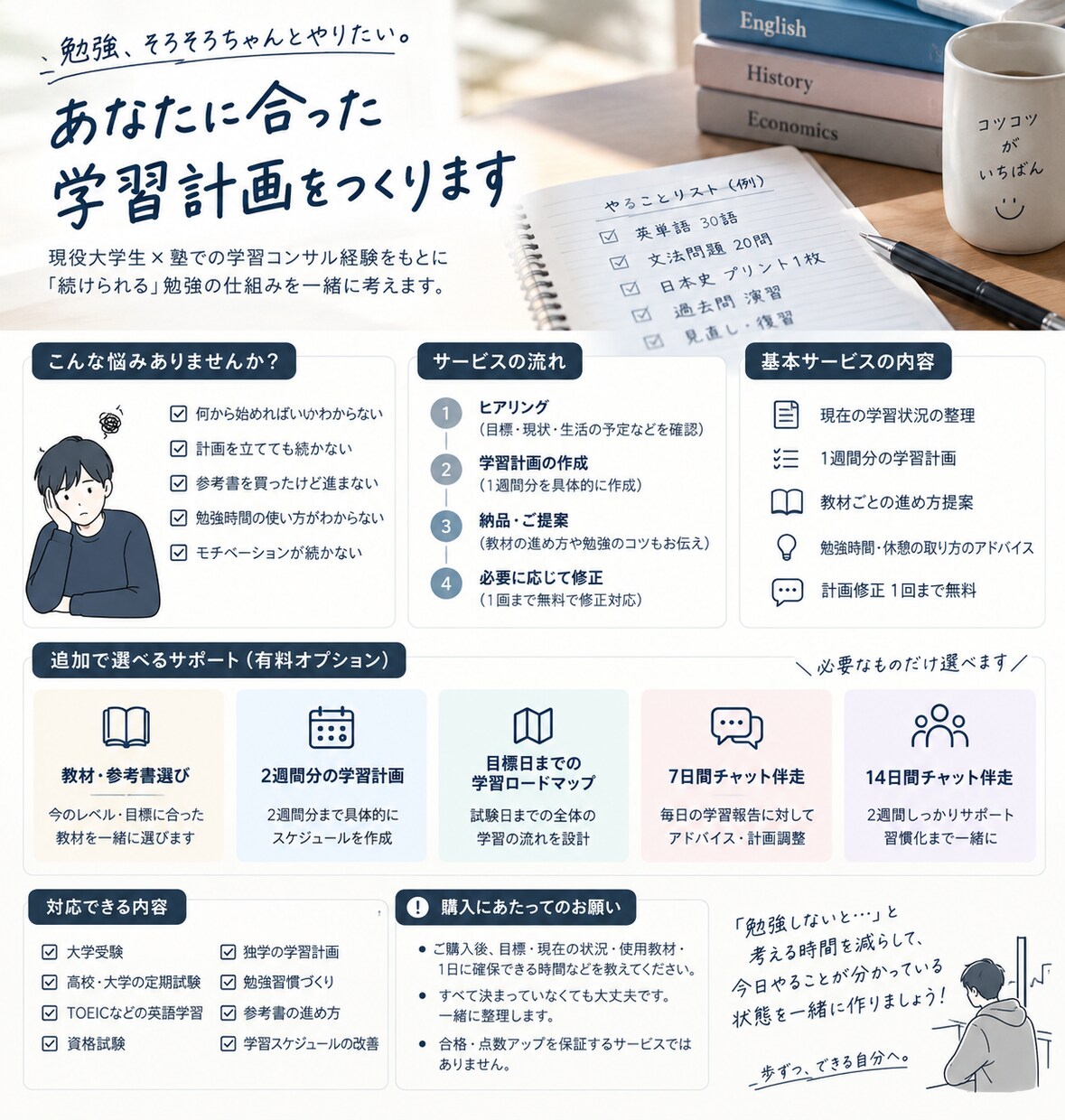 受験・資格の学習計画を作ります 受験・資格勉強「何を・いつ・どれだけやるか」まで具体化します イメージ2