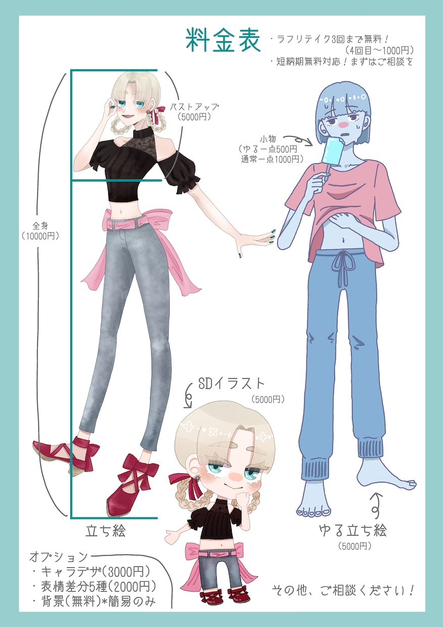 TRPG・ゲーム向けの立ち絵を制作します TRPGやゲームにご利用いただける立ち絵を制作します。 イメージ1