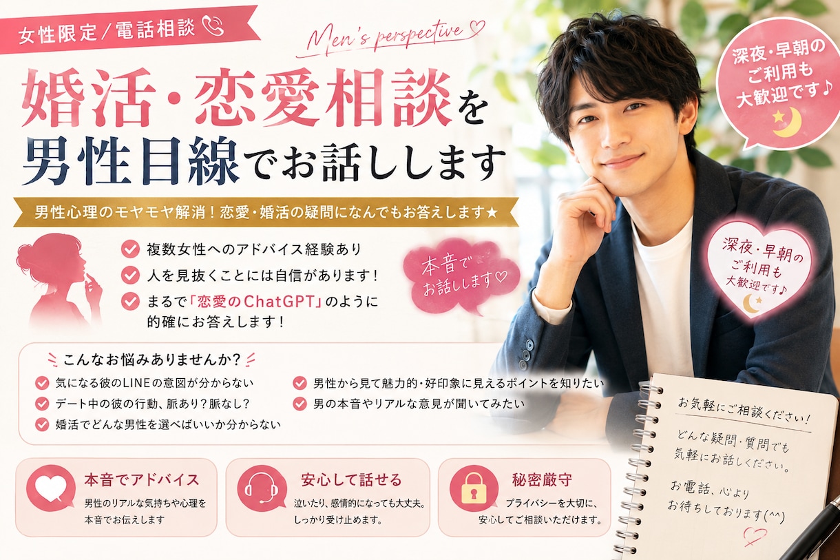 女性限定／男性目線でお話させてもらいます 人を見抜く事について自信があります イメージ1