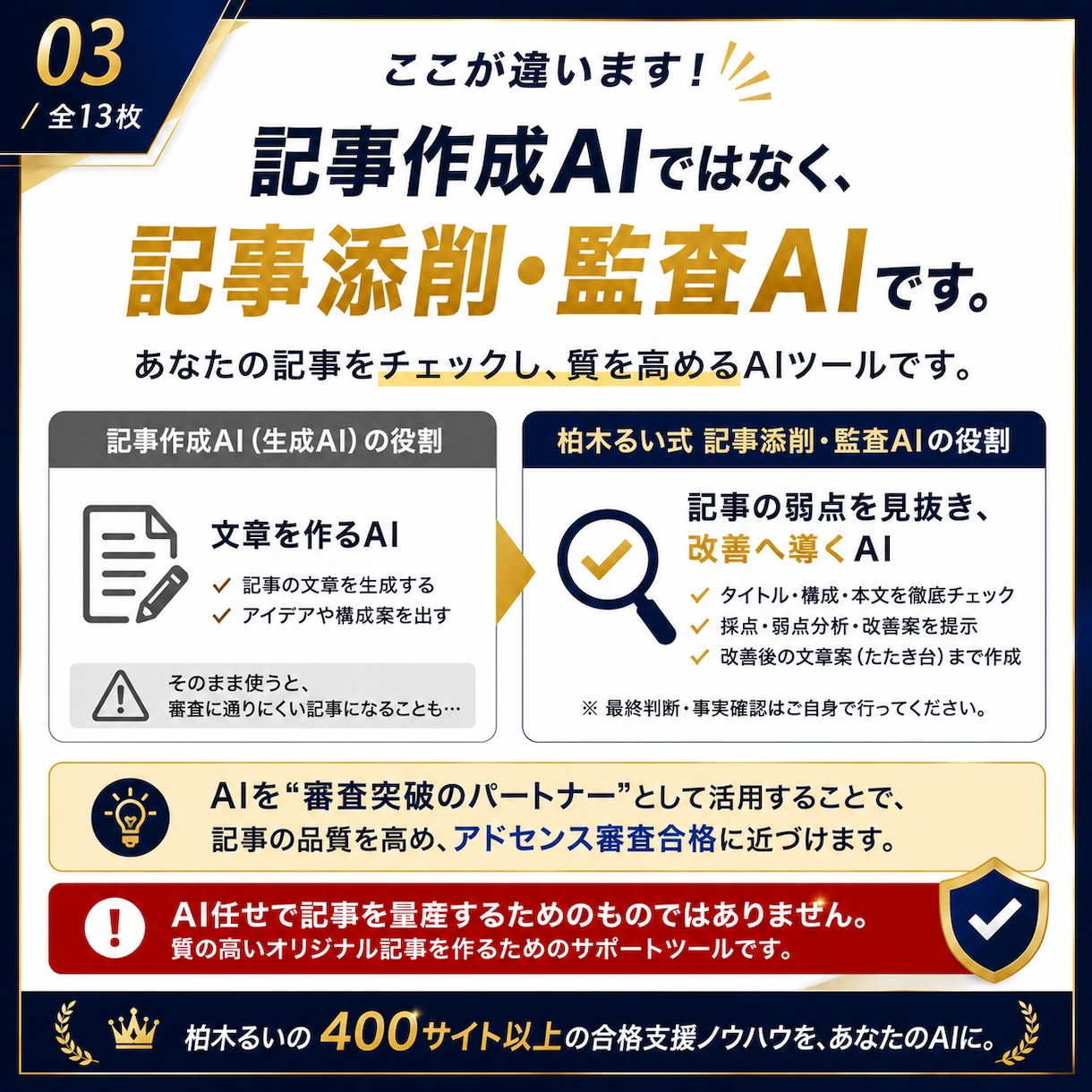 アドセンス審査記事の添削AIプロンプトを提供します 400サイト以上の合格支援ロジックを自分のAIに搭載できる！ イメージ3