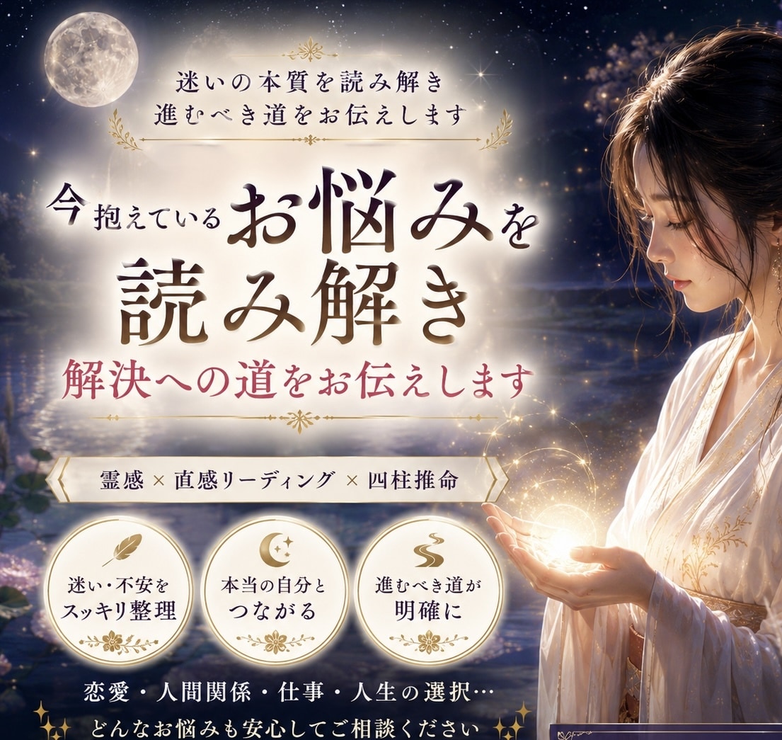 どのようなお悩みも解決へと導きます お一人お一人丁寧に鑑定いたします。 イメージ1
