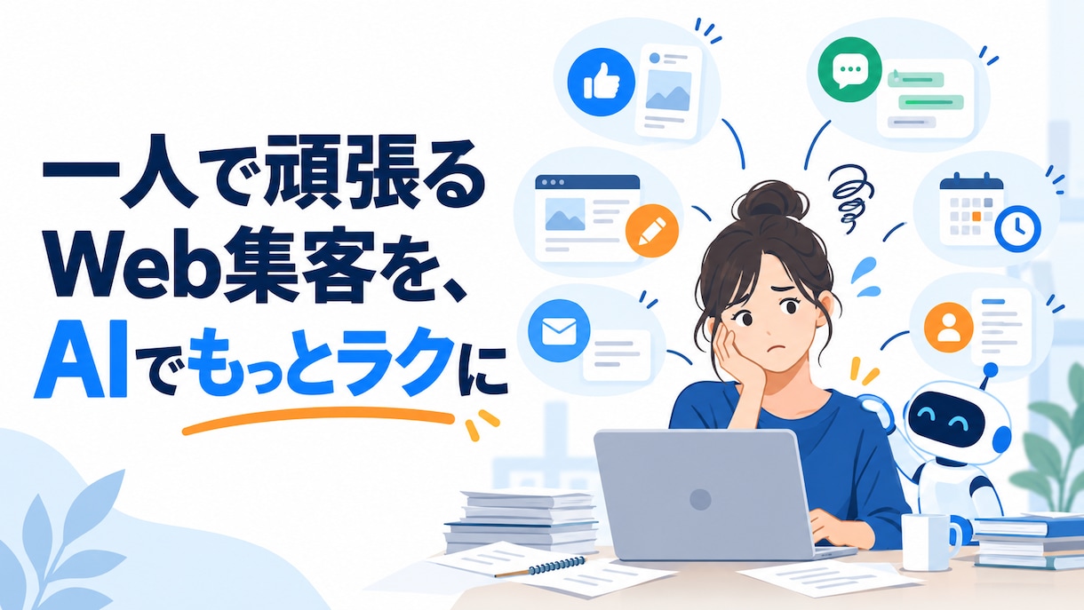 AI活用でWeb集客をラクにする方法をお伝えします 一人起業家・個人事業主向け｜発信・リサーチ・集客導線を効率化 イメージ1