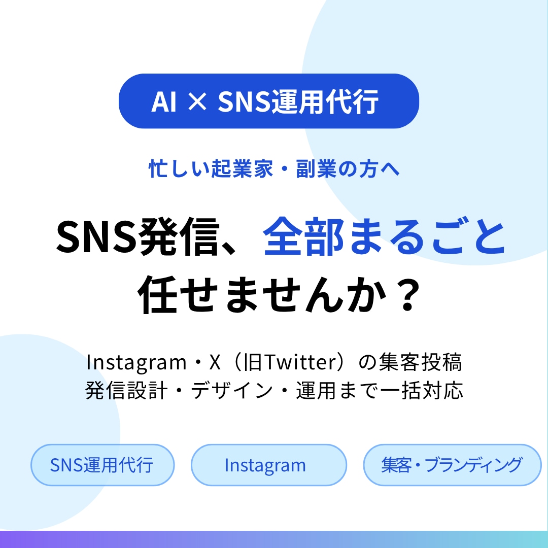 投稿が続かない方へ、AIでSNS運用代行します SNS発信で何を投稿すればいいかわからない方のAIサポート イメージ1