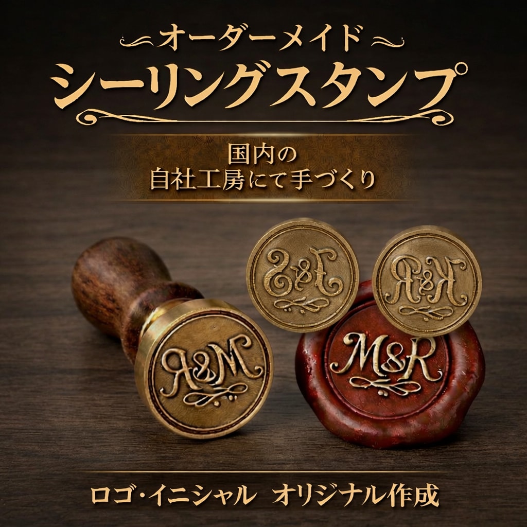 シーリングスタンプ入稿フルオーダーでお作りします ヘッドのみ/25㎜丸形真鍮/ハンドルとWAXは別オプション イメージ1