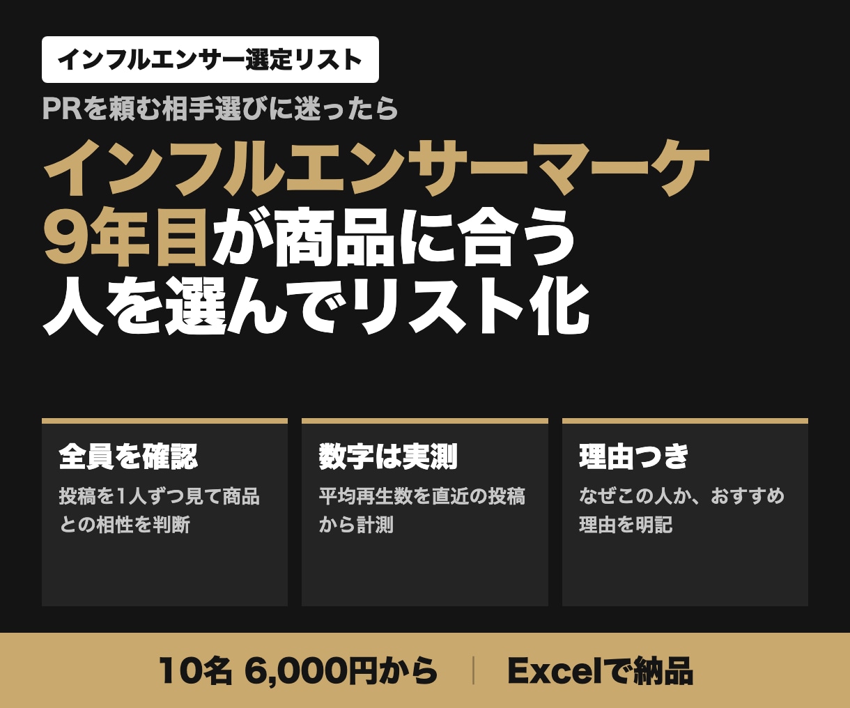 商品に合うインフルエンサーを選定しリスト化します 9年目が全員の投稿を見て選ぶ｜平均再生数は実測 イメージ1