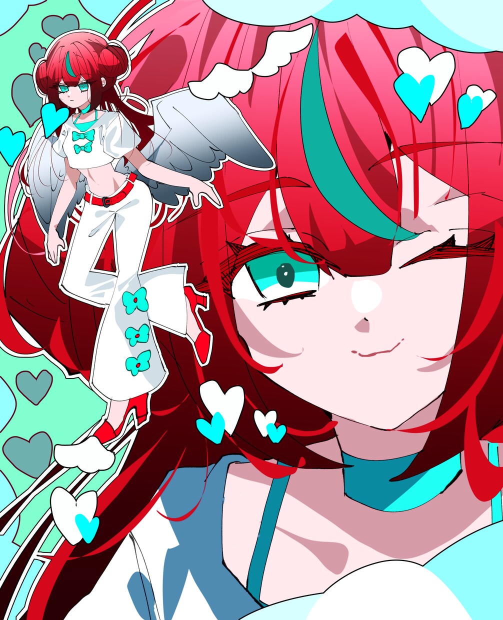 立ち絵＆顔アップ一枚のイラストに詰め込んで描きます キャラクターの立ち絵と顔アップ一枚のキャンバスに描きます！ イメージ3