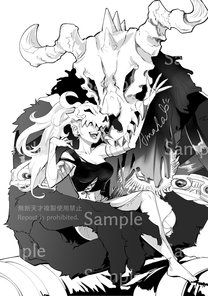 モノトーンカラーイラスト制作します SNS用・動画用・挿絵・コテキャラ・うちの子など対応可能。 イメージ2
