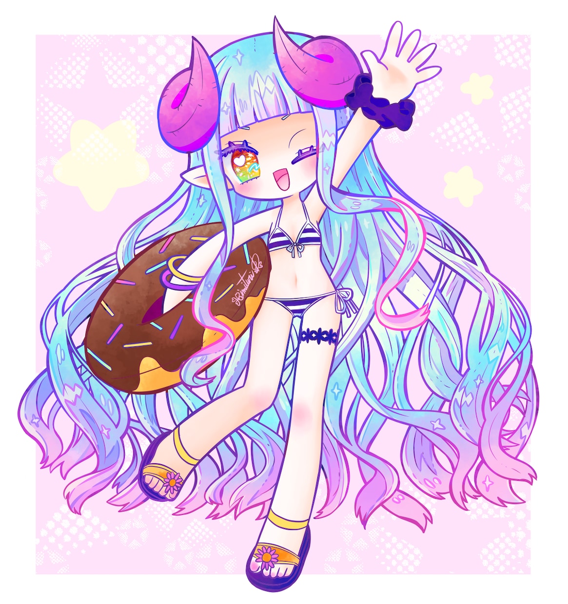3頭身のポップで可愛いイラスト作成します アイコン、ヘッダー、サムネイル、グッズ、立ち絵等に！ イメージ3