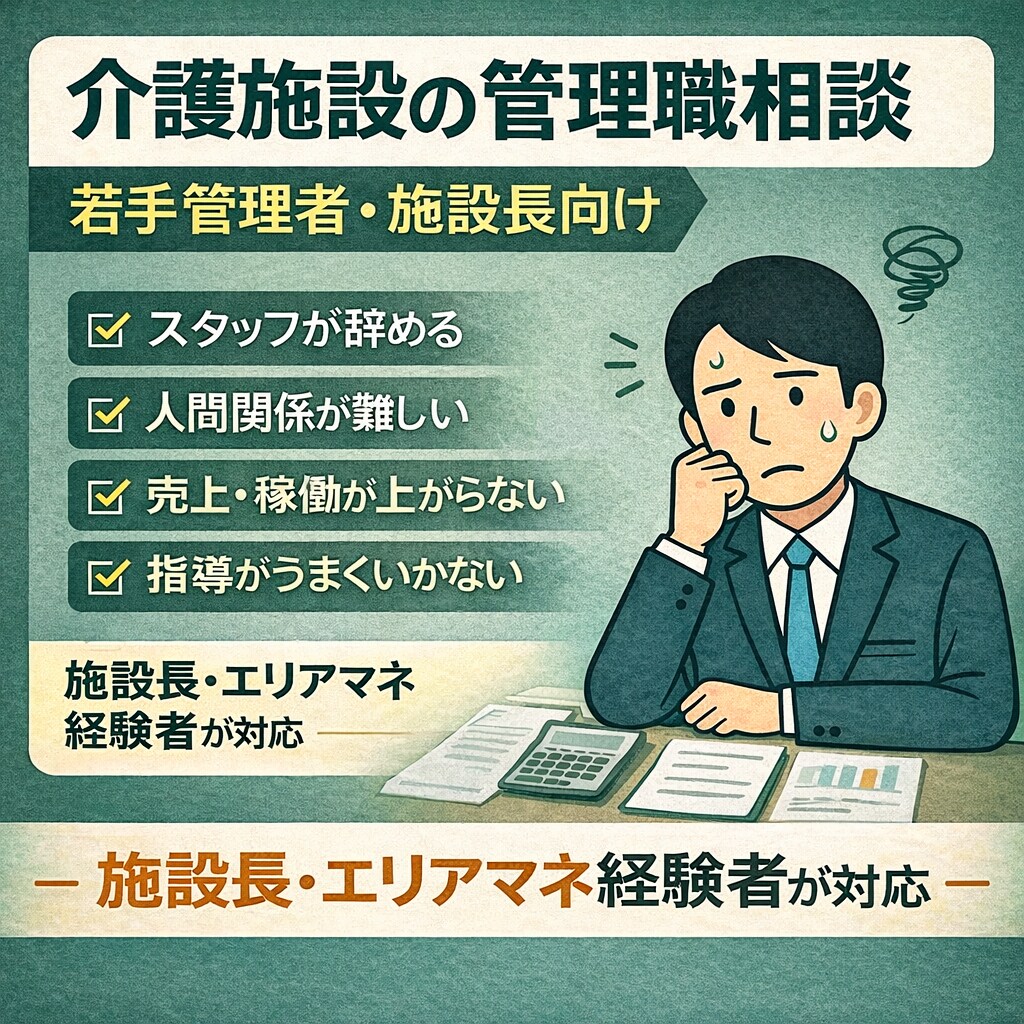 介護施設の管理者・リーダーの悩み相談にのります 現場を知る立場から課題を整理します イメージ1