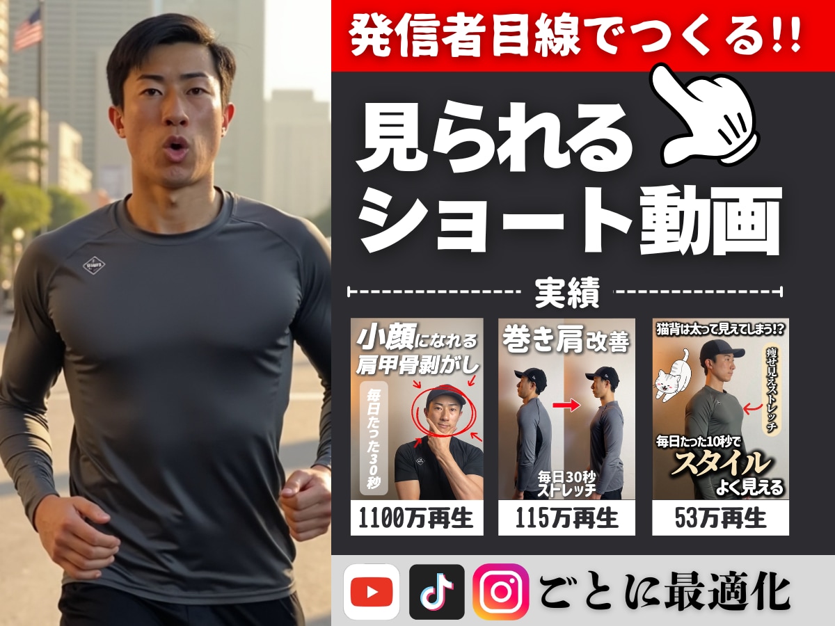 発信者目線で伸ばすショート動画を作ります 登録者3.7万人/100万再生多数の編集者が構成からサポート イメージ1