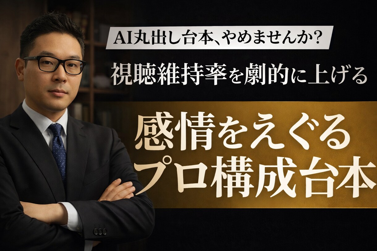 感情をえぐり離脱を防ぐ！プロの動画台本を作成します AI丸出しは禁止！視聴者の感情をえぐるプロ構成 イメージ1