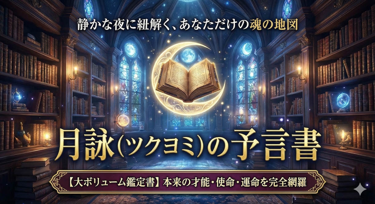 月詠の予言書：あなたの運命と使命を紐解くます 静かな夜に開かれる、あなただけの運命の書。 イメージ1