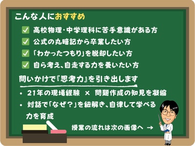 全8回 高校物理を分かりやすく教えます 21年の現場経験の知見で理科の本質を徹底的に深掘りします。 イメージ2
