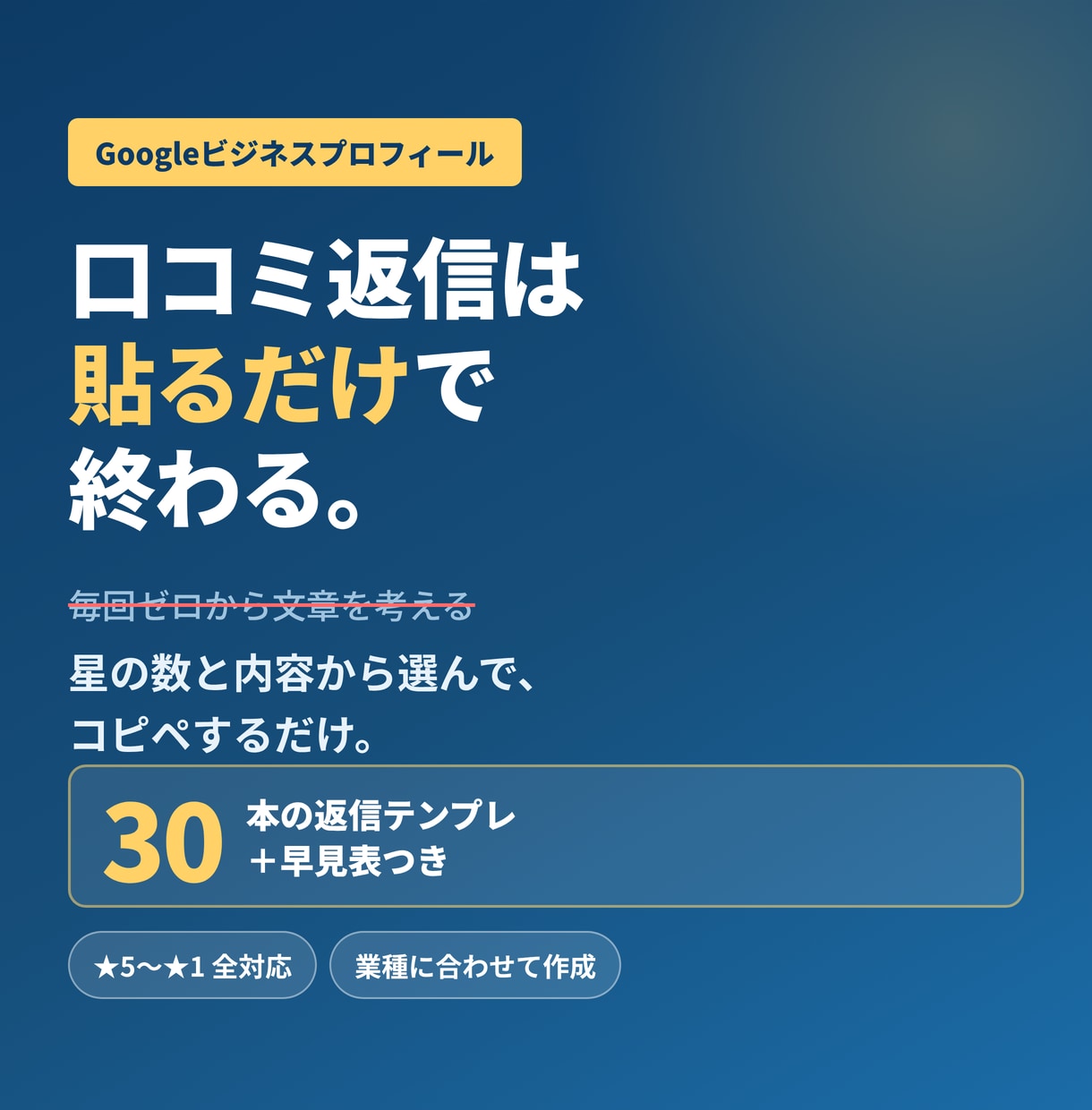 Googleクチコミ返信テンプレ30本を納品します Google口コミの返信、貼るだけで今日終わります イメージ1