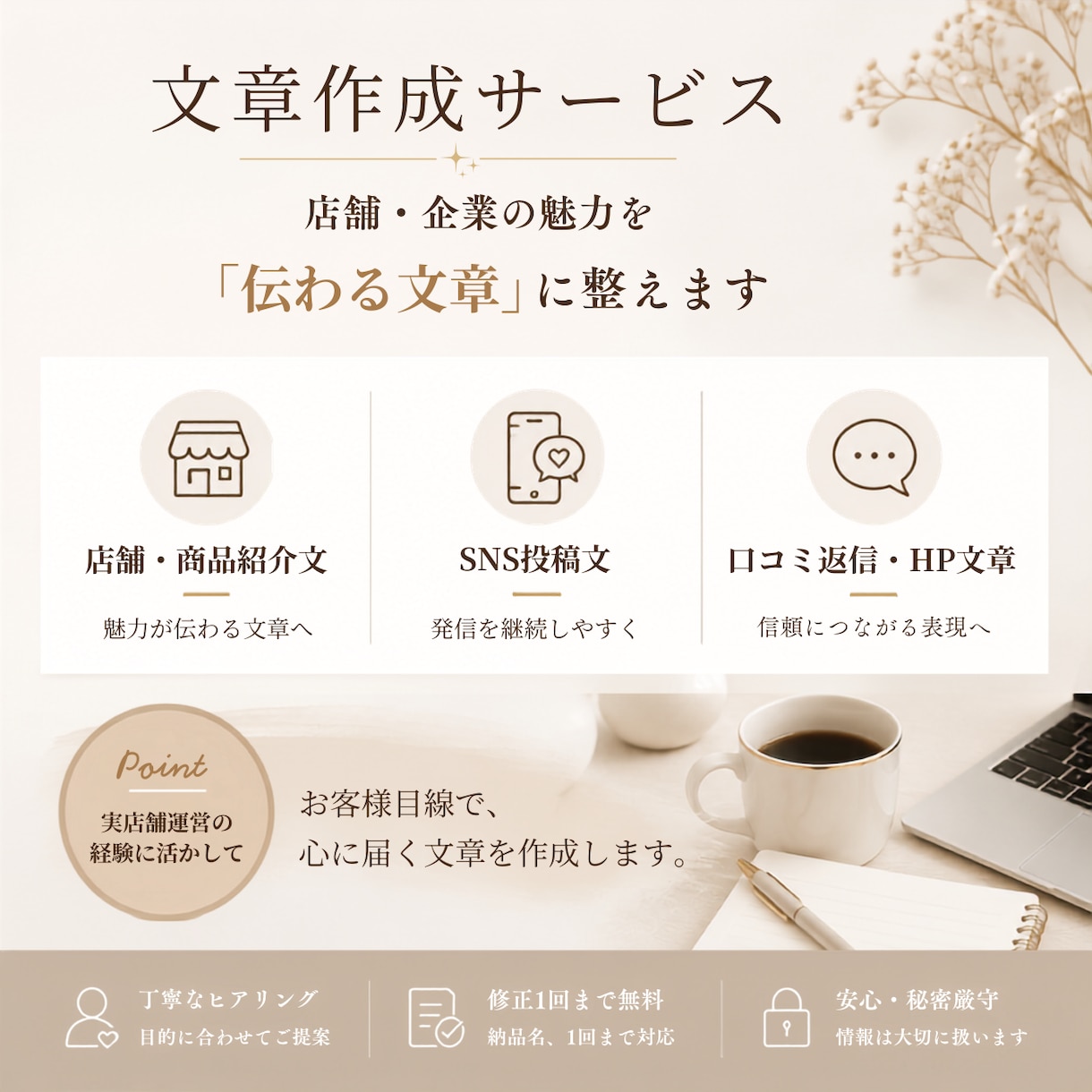 店舗・企業向け文章を作成します 魅力が伝わる紹介文・SNS文章を作成 イメージ2
