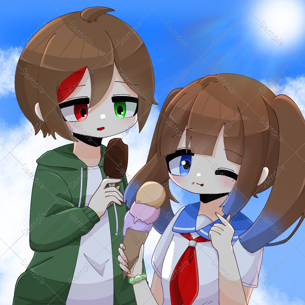 SNSアイコンや1枚絵などを制作します 修正無制限！個性的で可愛いイラストをお探しの方に！ イメージ1