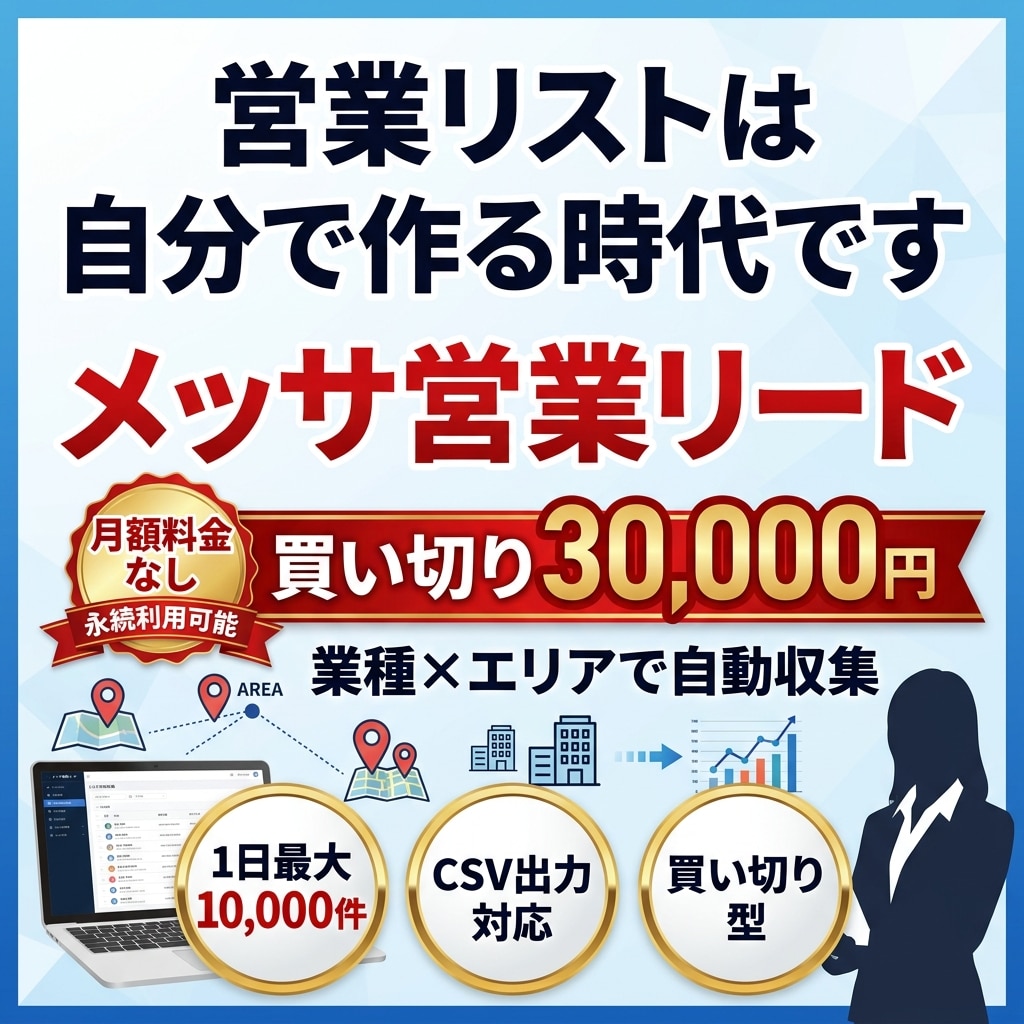 NEW「メッサ営業リード」自動で収集出来ます 集客をもっと楽に、もっと簡単に イメージ1