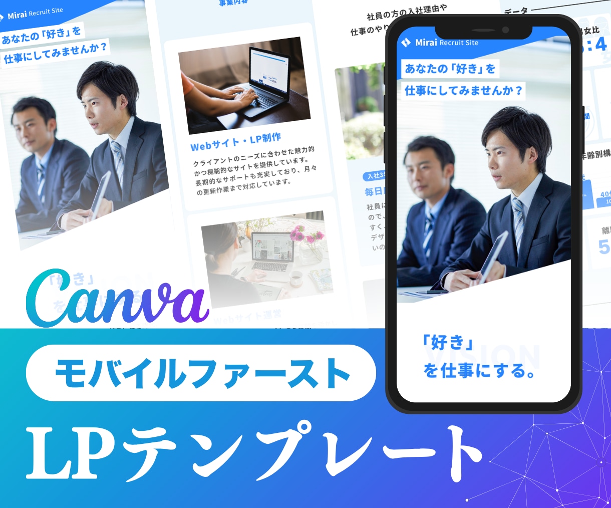Canvaの採用LPテンプレートを販売します 自由に編集可能！無料素材のみ使用！『採用』 イメージ1