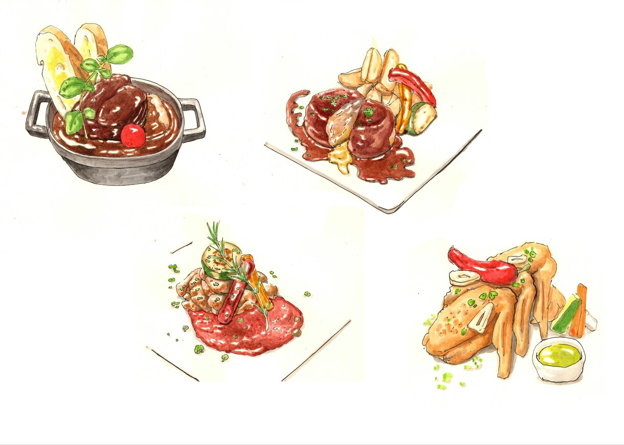 アナログで料理イラスト描きます もと飲食人が書くアナログだから出るあじ❗ イメージ2