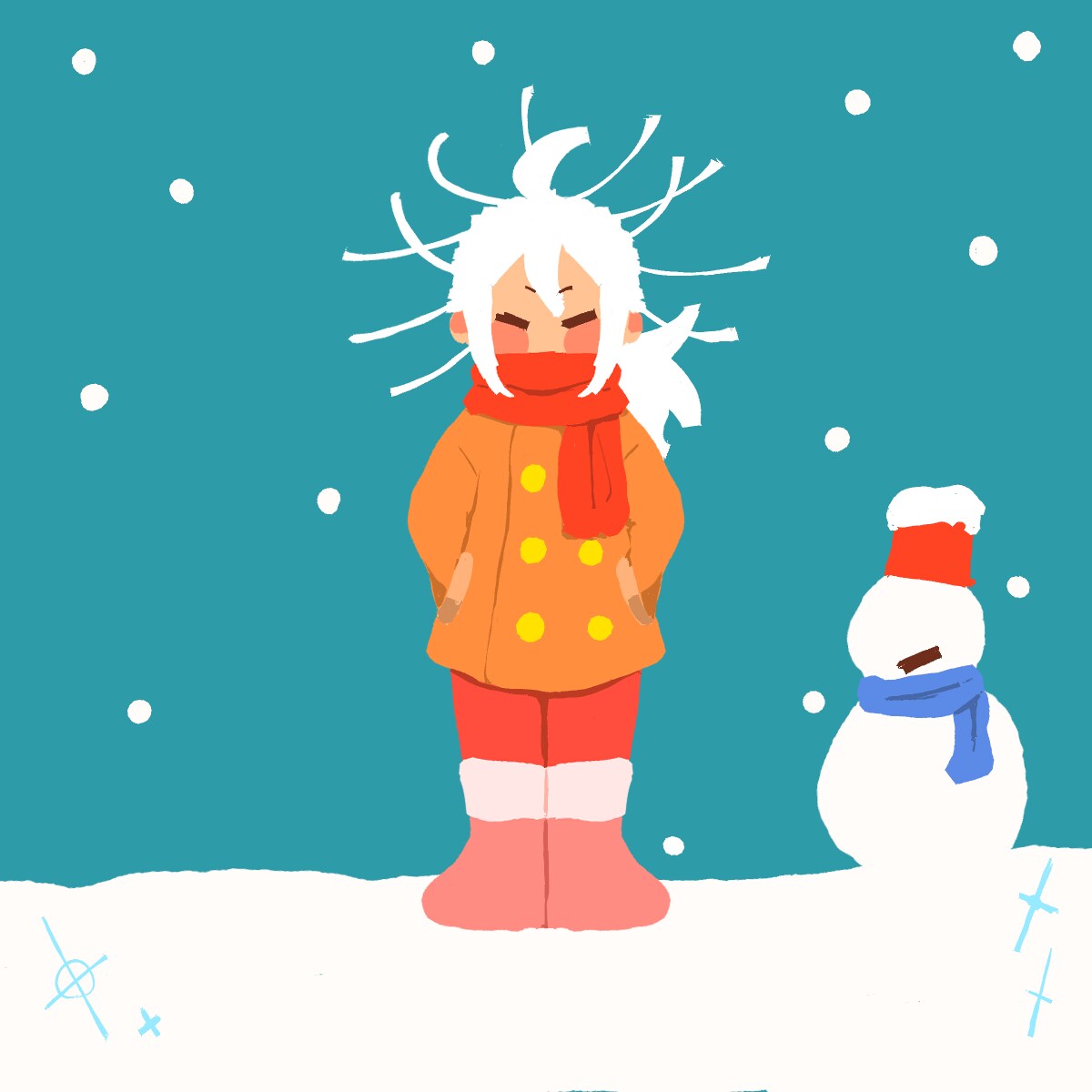 SNSアイコン描きます 冬っぽい簡単なタッチの正方形イラスト！ イメージ1