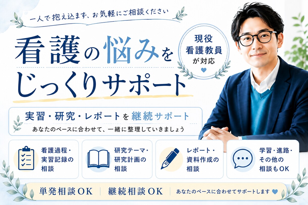 看護の悩みをじっくりサポートします 単発相談から継続相談まで対応します イメージ1