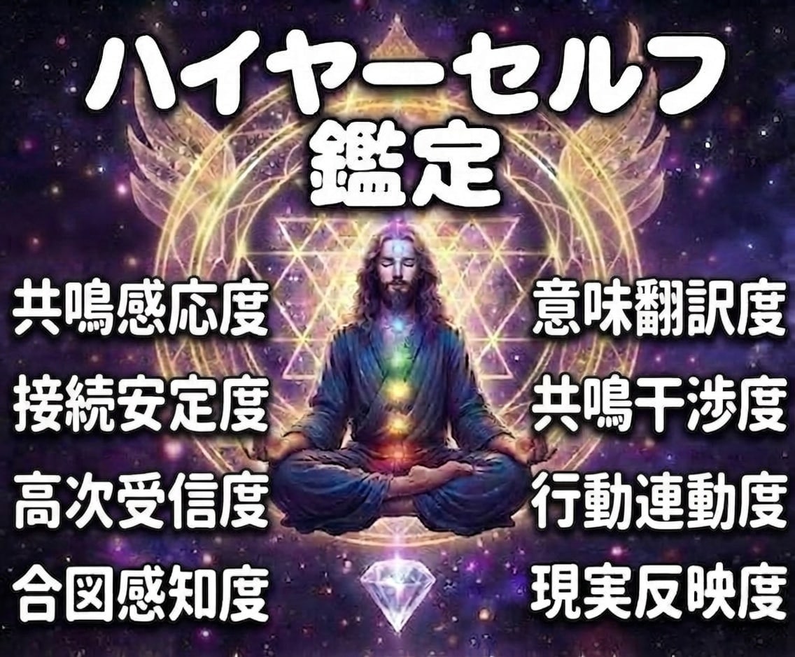 ２：ハイヤーセルフ共鳴度を数値化鑑定します 高次のナビゲーターとの接続・受信・感知・翻訳・行動化を測定 イメージ1