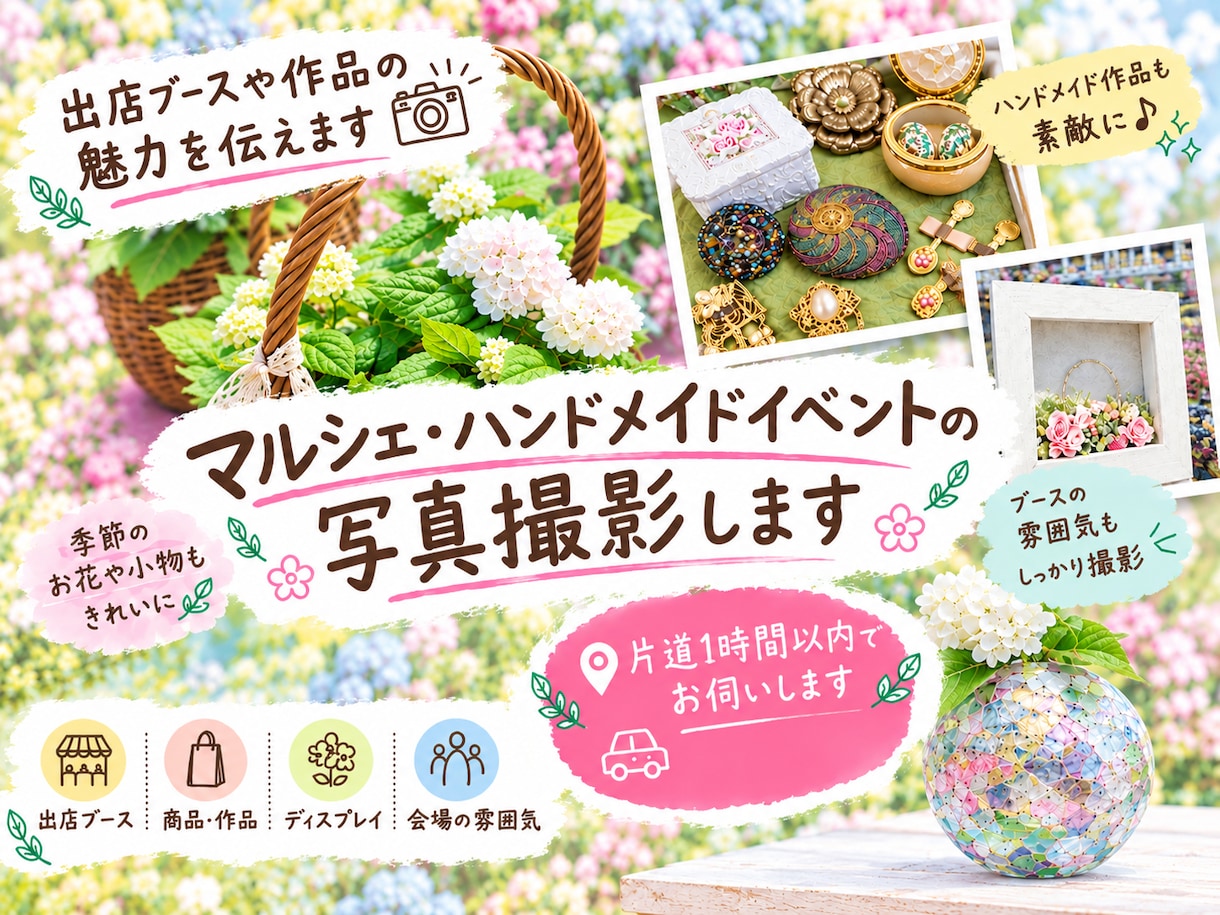 マルシェ・ハンドメイドイベントの写真撮影をします マルシェの“素敵”を写真に残します イメージ1
