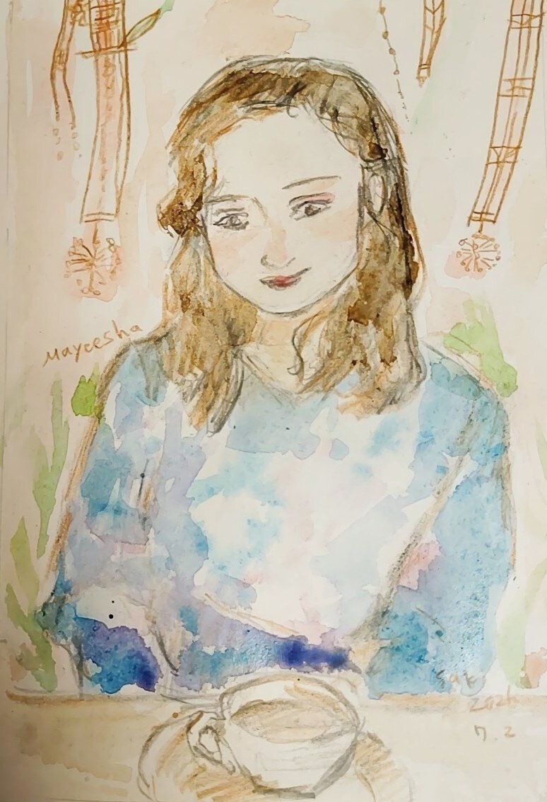 優しい雰囲気の似顔絵を制作します やさしいタッチの手描き水彩似顔絵 イメージ2