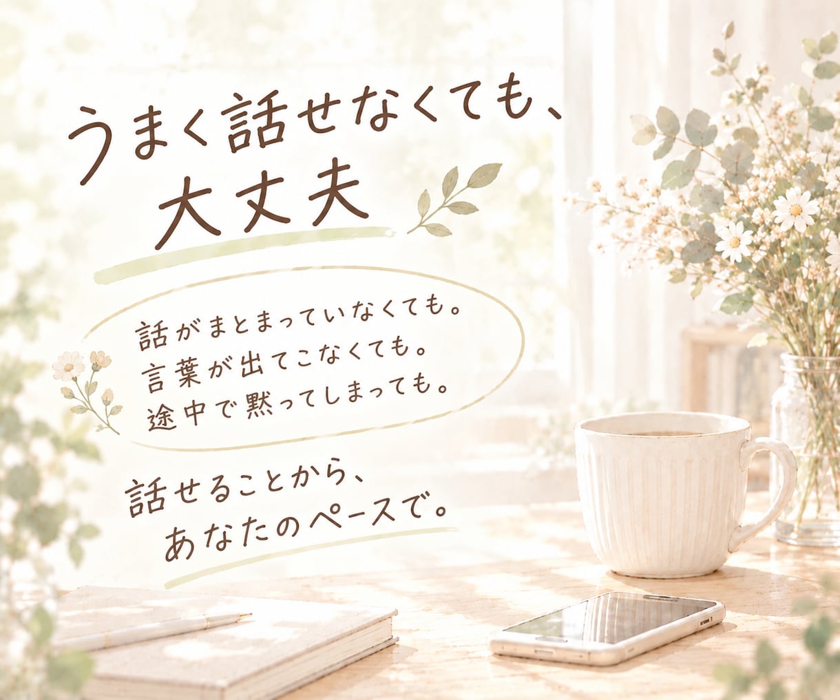 あなたのペースでお話しします 安心できる場でゆっくりお話ししませんか？ イメージ2