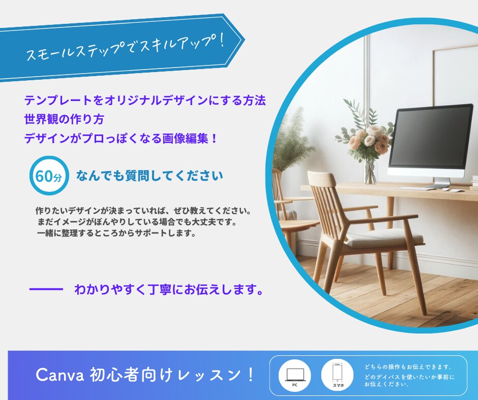 楽しくCanvaでデザインを始められます 初心者でも安心のマンツーマン講座 イメージ3