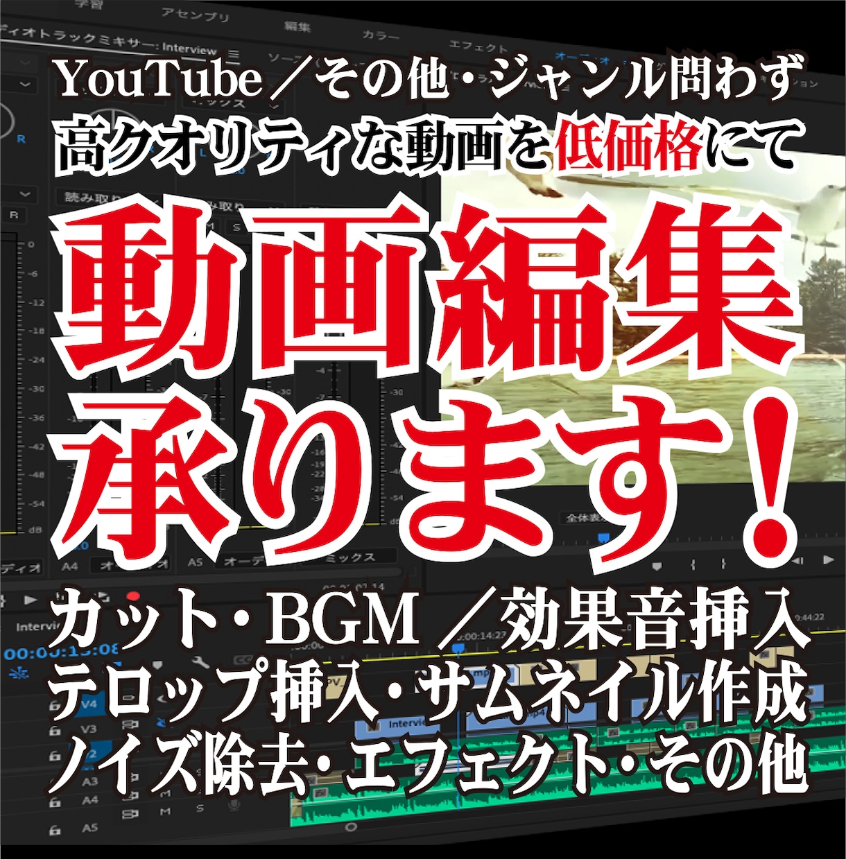 動画編集★高品質な動画を低価格にて作成致します Youtube向け・商品PR・結婚式動画等、各ジャンル対応！ イメージ1