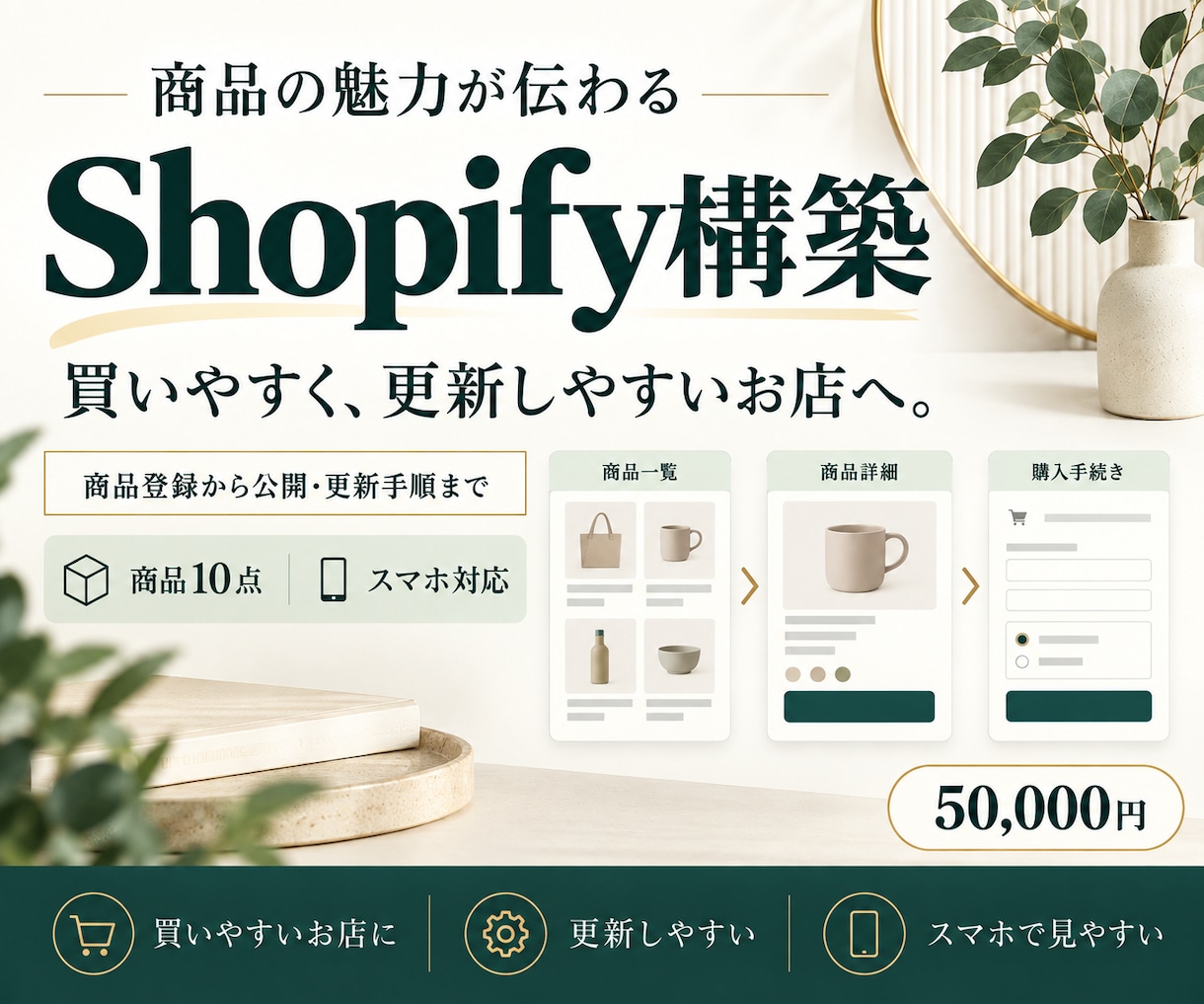 魅力が伝わるShopifyストアを構築します 買いやすく、更新しやすいお店へ／商品10点・公開支援 イメージ1