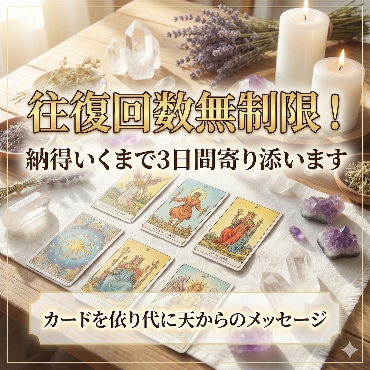 往復回数無制限！納得いくまで3日間寄り添います カードを依り代におろす、天からのメッセージをお伝えします。 イメージ1