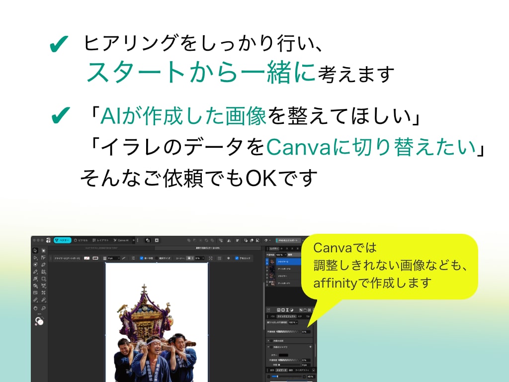 伝えたい想いを整理し、伝わるチラシを制作します Canva・Affinity対応。更新しやすいデザイン イメージ3