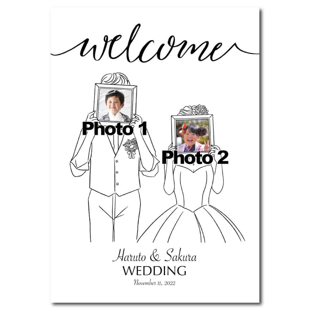 お洒落なイラストの結婚式ウェルカボード作成します A3ポスター印刷代込みのお値段！パネル印刷にも対応◎ イメージ3