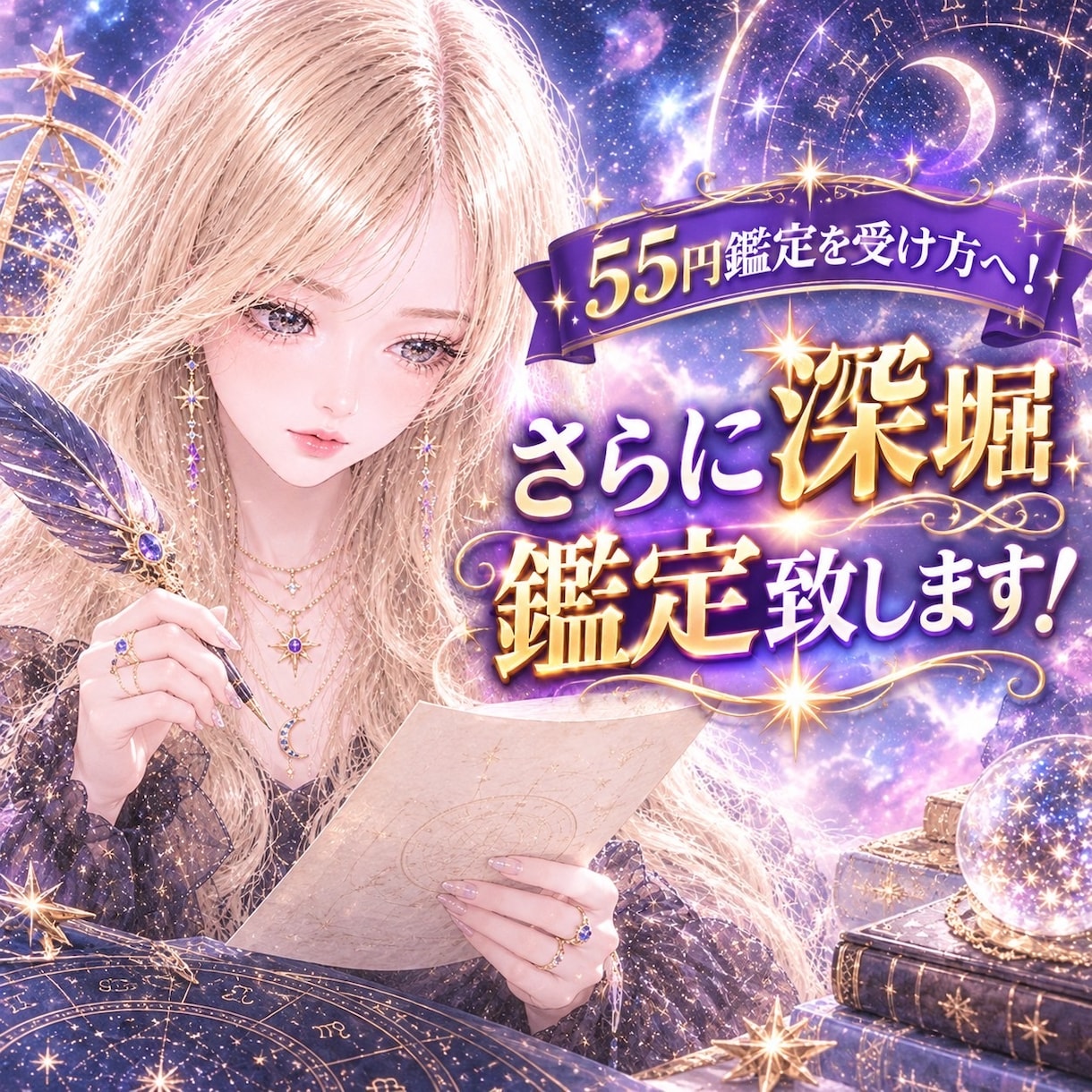 55円鑑定を受けた方へ|深堀りホロスコープ鑑定ます 恋愛・仕事・人生・人間関係など配信外で鑑定したい時の深堀鑑定 イメージ1