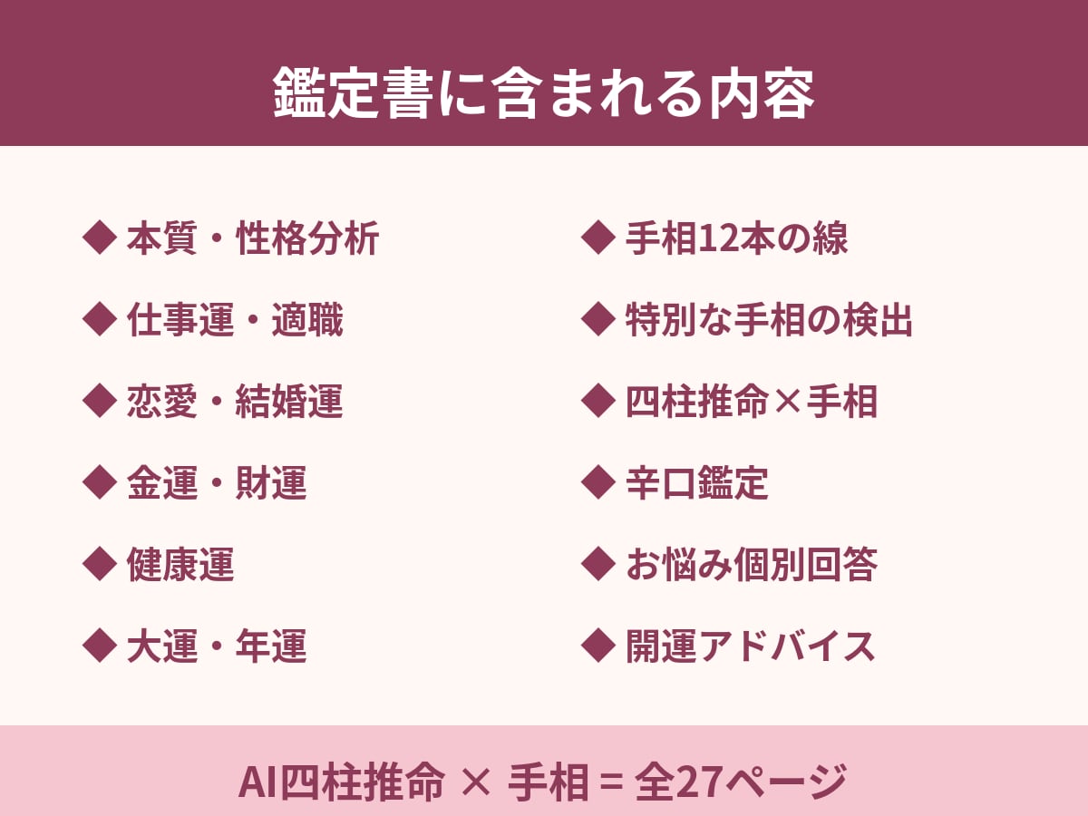 四柱推命と手相をAIが分析し鑑定書作ります 生年月日＋手相写真でAIが本格鑑定 イメージ2
