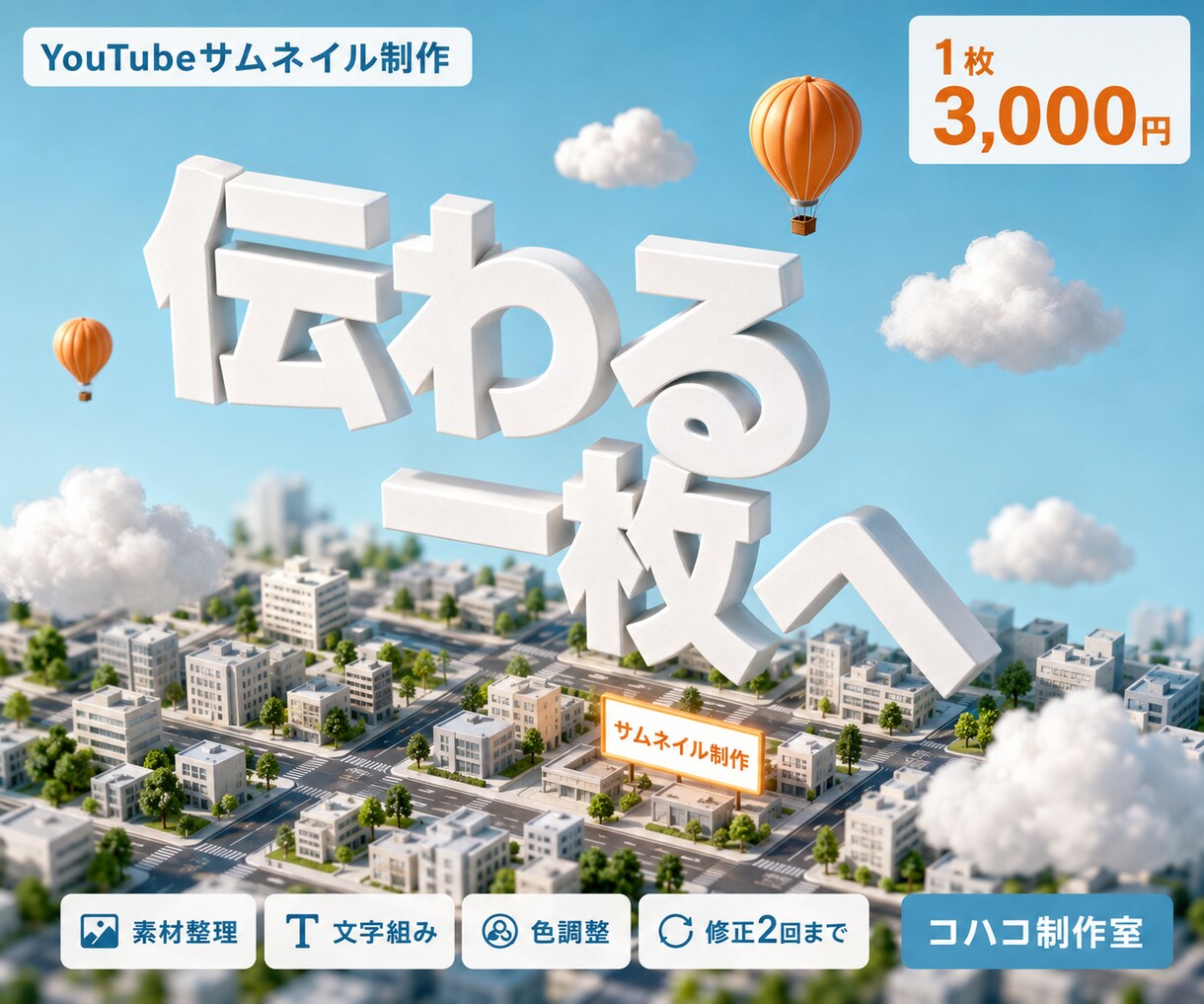 動画の内容がひと目で伝わるサムネイルを制作します 素材整理から文字組みまで、公開できる一枚に仕上げます イメージ3