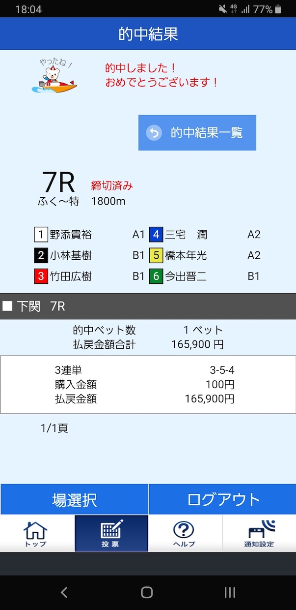 万舟を狙う！私が実践していたロジック教えます 私が使用した4点買い。狙うのは万舟、無駄な点数は買わない。 イメージ1