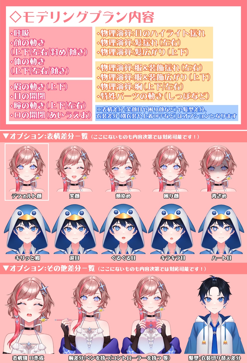 ハイクオリティなVtuberを全工程制作します キャラデザからモデリング、サポートまですべてお任せください！ イメージ4