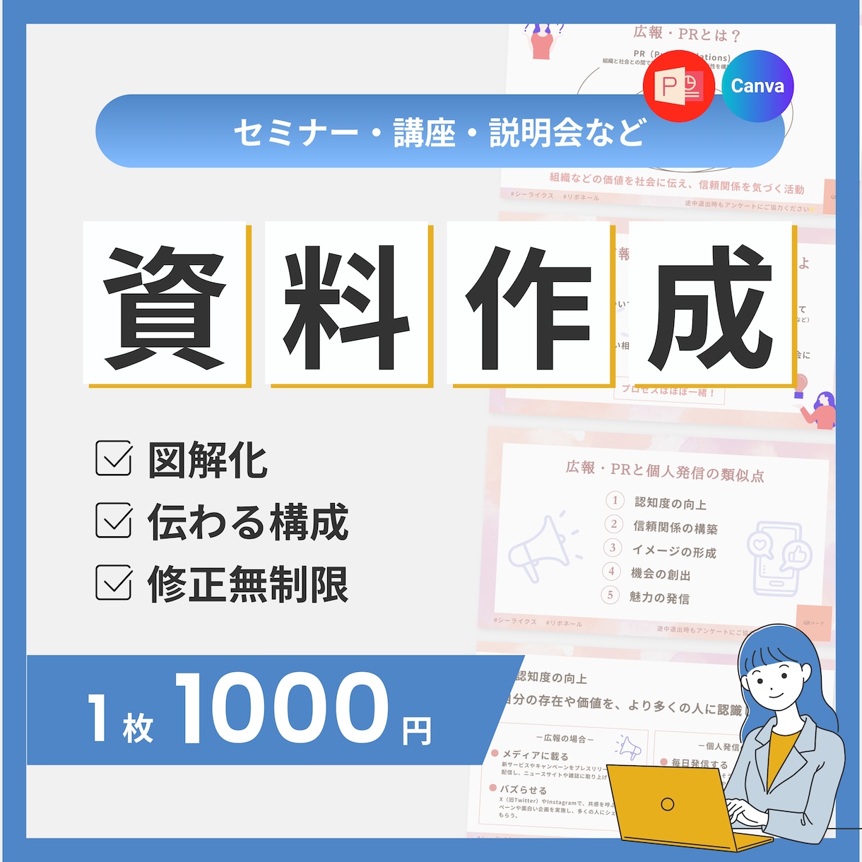 スライド資料をブラッシュアップ・新規作成します 伝わる構成、図解化でわかりやすく見やすい資料を作成します イメージ1