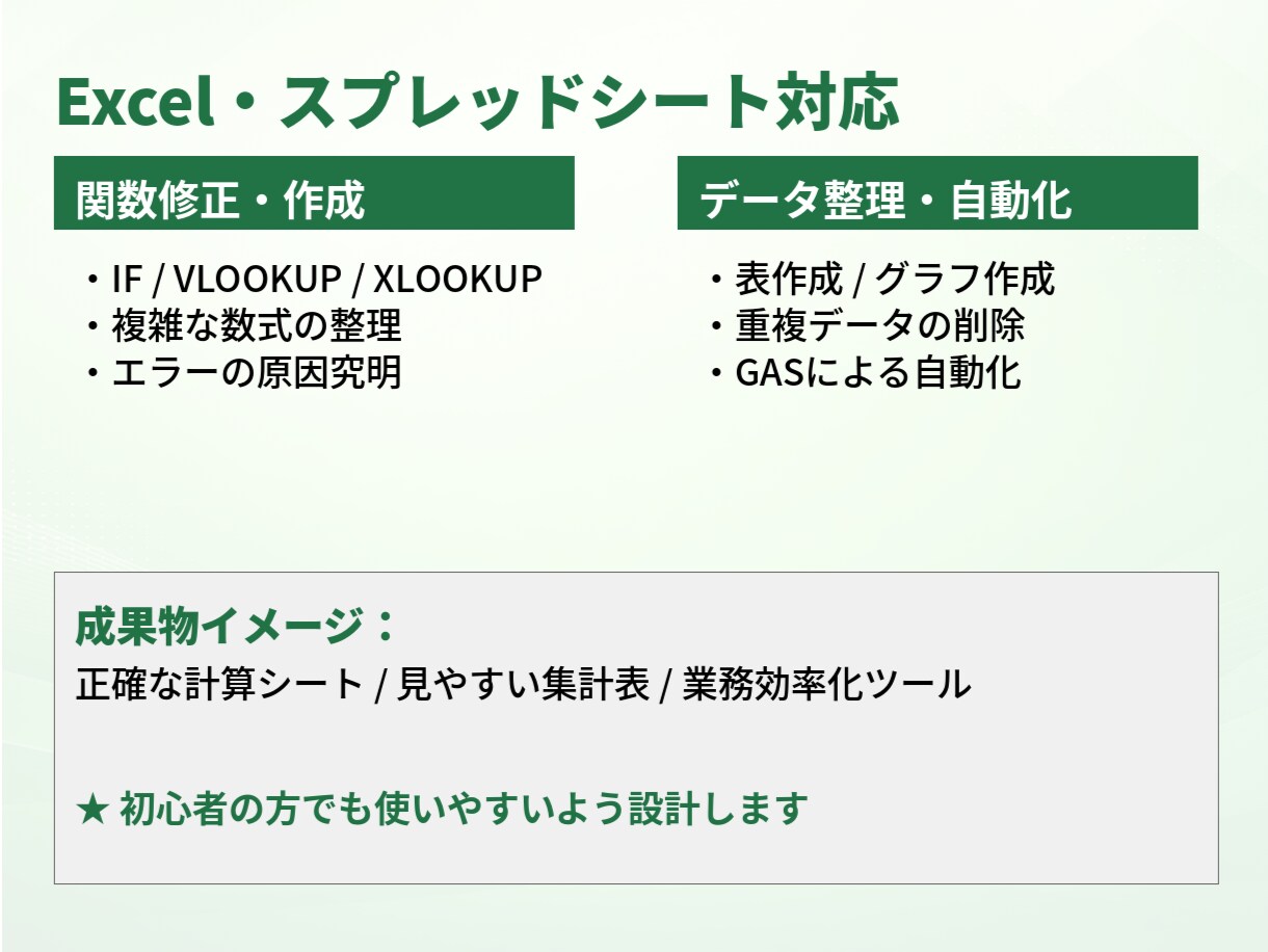 Excel関数修正します Excelの関数やGASのトラブル解決　スプレッドシートも可 イメージ2