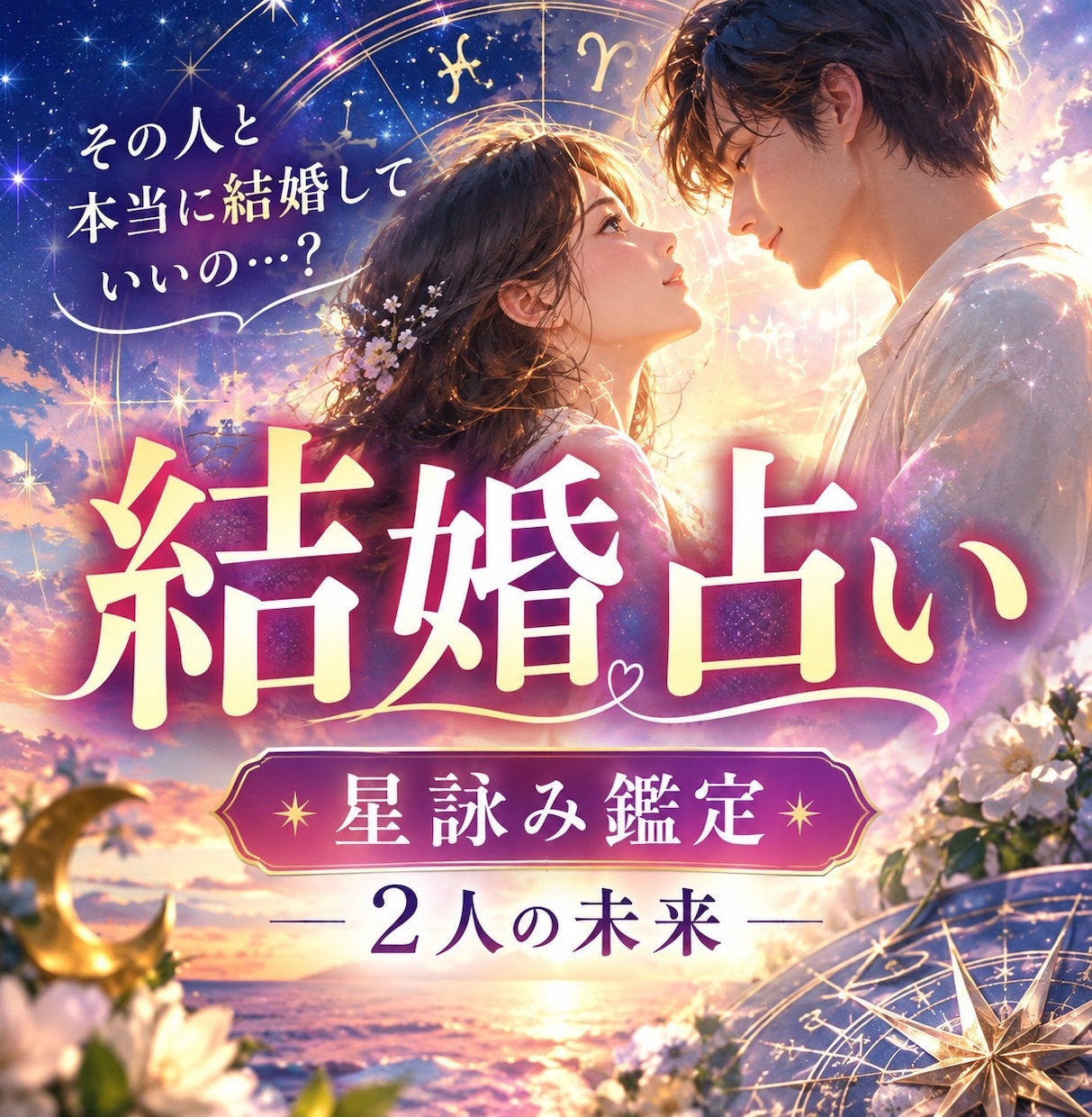 結婚占い!今のパートナーとの未来を星詠みします 結婚への迷いを、一人で抱えなくて大丈夫です。 イメージ1