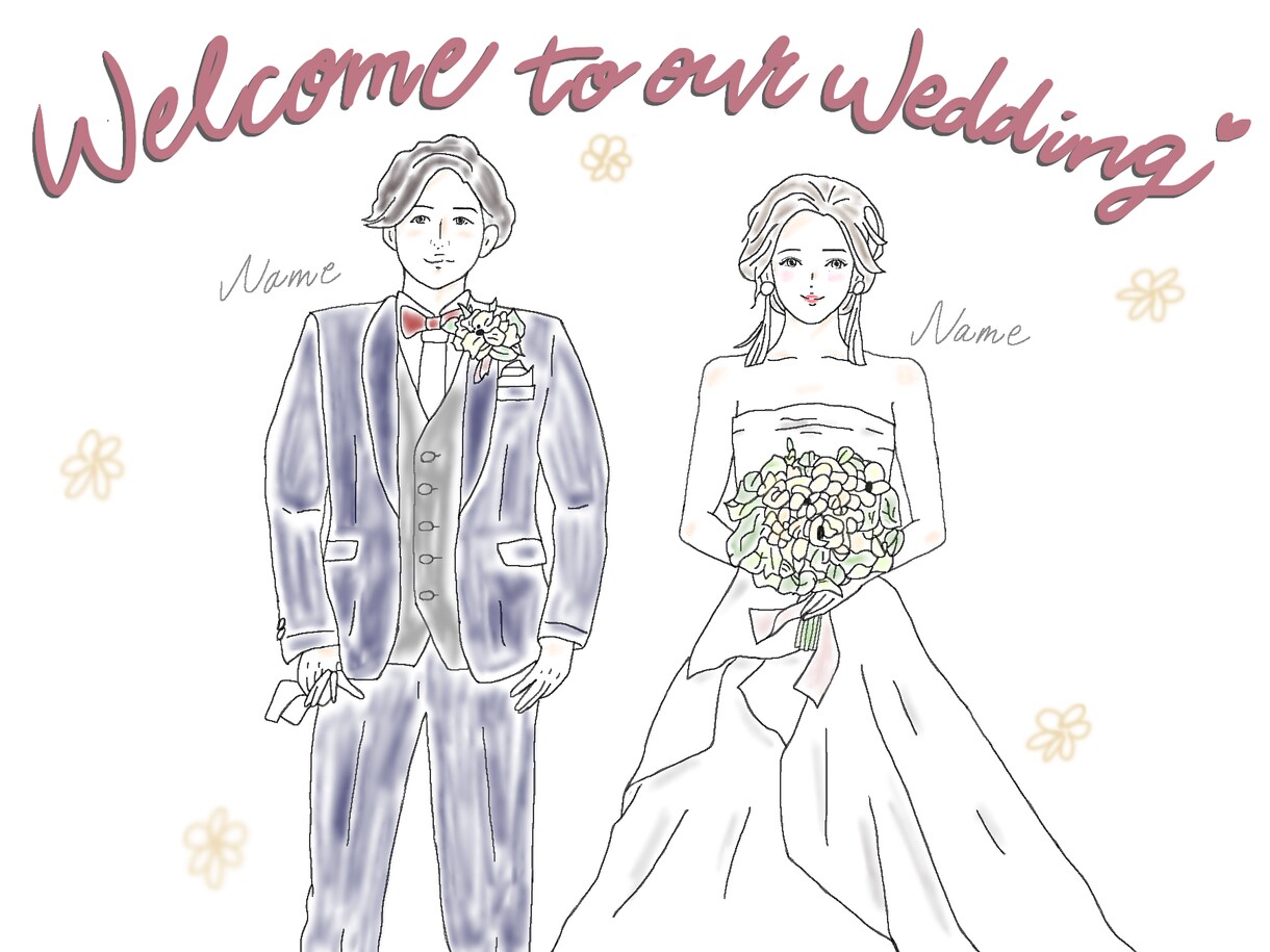 シンプルかわいい似顔絵・イラスト描きます 結婚式のウェルカムボード、プレゼントなどにどうぞ イメージ1