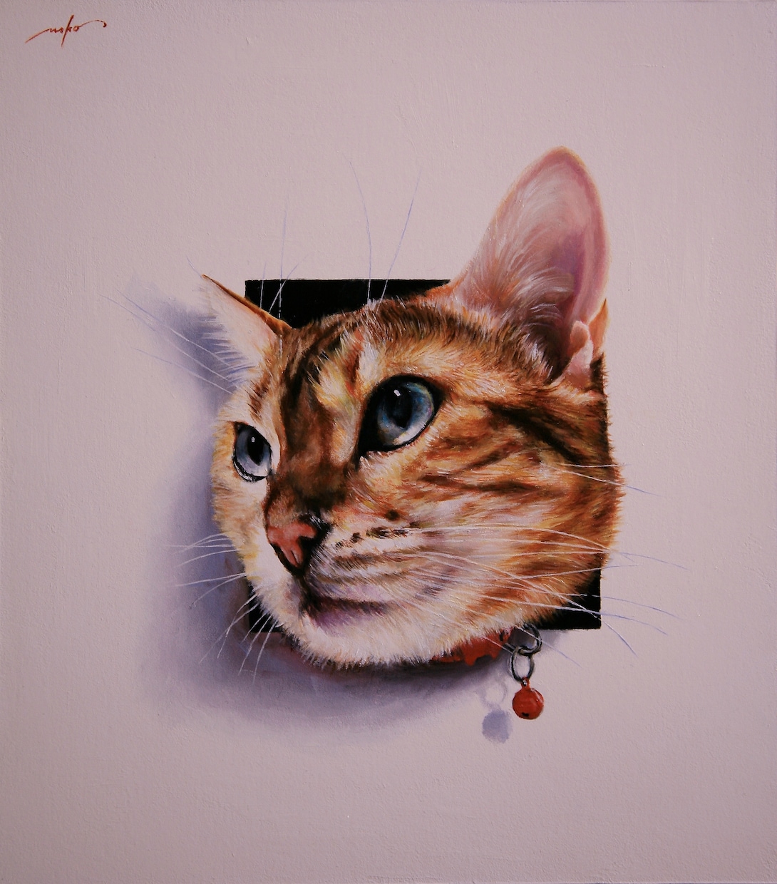 あなたのペットが画面から【飛び出す絵】を描きます 参考画像作品のようにお顔が飛び出して見えるアナログ油絵です イメージ6