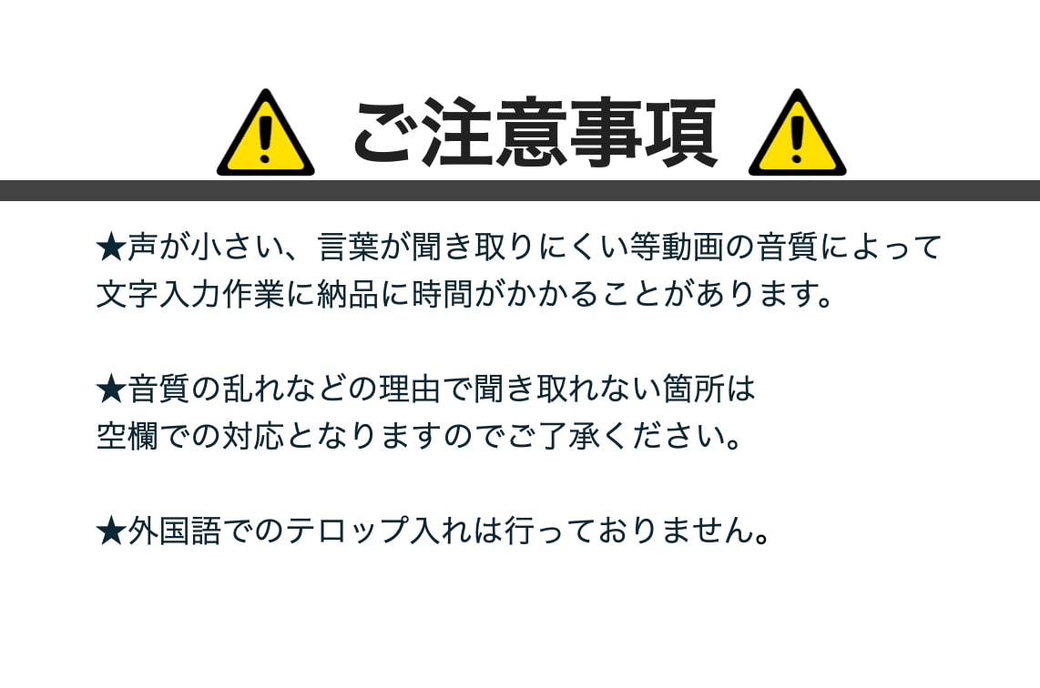 速攻でケバ取り字幕つけします 【スピード特化】動画字幕入れ最短３時間！【お急ぎの方】 イメージ10