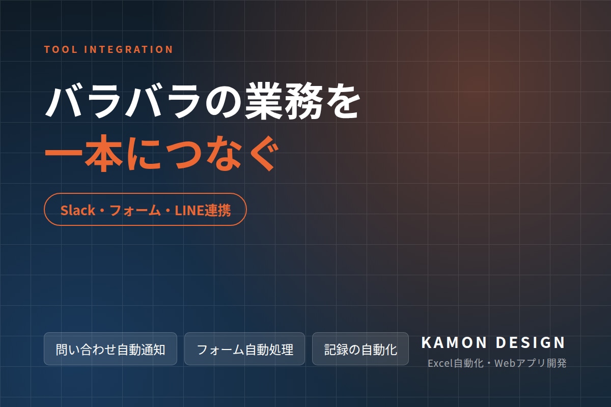 Slackやフォームのツール連携をします バラバラの業務を、一本の流れにつなぎます イメージ1