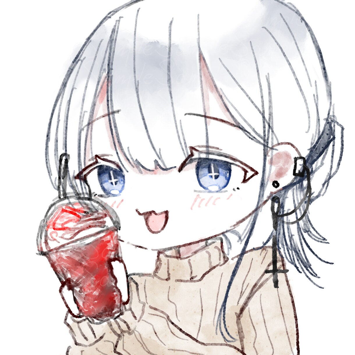 SNSアイコン、サムネイル、承ります 水彩風、厚塗り風のイラスト制作いたします イメージ4