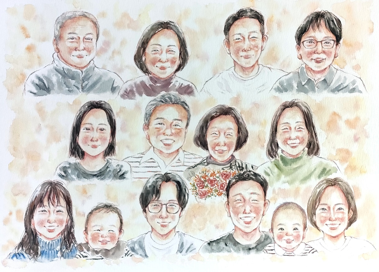 大人数6名様〜温かい水彩の似顔絵をお描きします お祝いや記念日に！世界に一つだけのプレゼント☆ イメージ4
